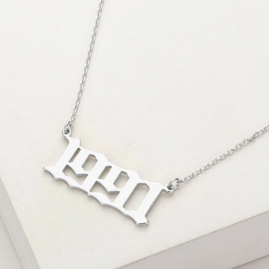 White Gold Dipped 1991 Birth Year Plate Pendant Necklace