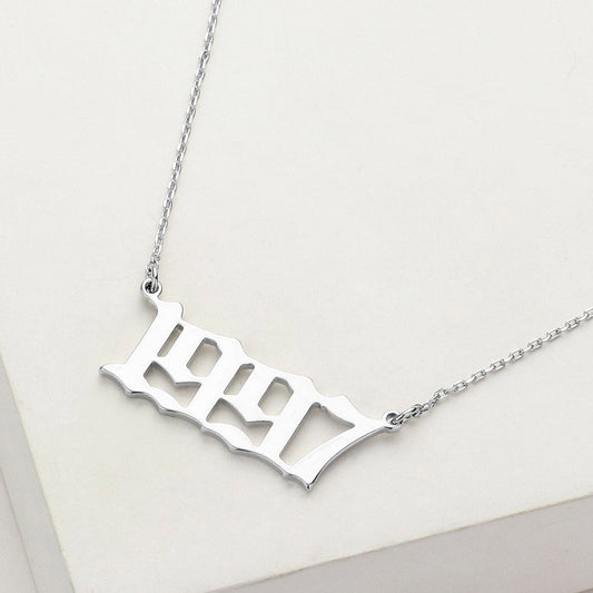 White Gold Dipped 1997 Birth Year Plate Pendant Necklace