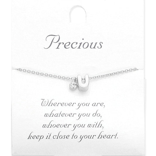 -U- Initial Monogram Pendant Necklace