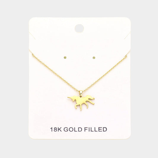 18K Gold Filled Unicorn Pendant Necklace