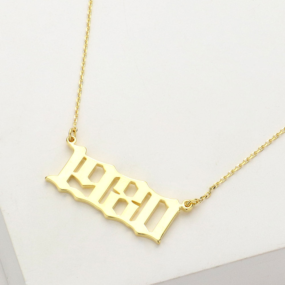 Gold Dipped 1980 Birth Year Plate Pendant Necklace