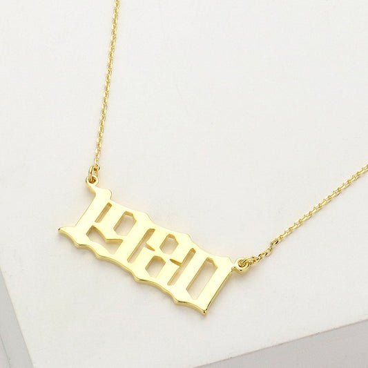 Gold Dipped 1980 Birth Year Plate Pendant Necklace