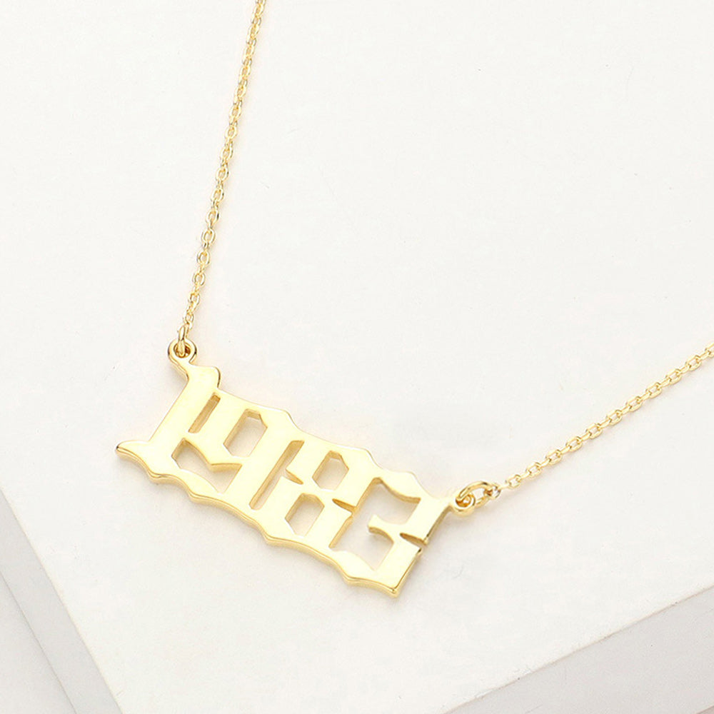 Gold Dipped 1983 Birth Year Plate Pendant Necklace