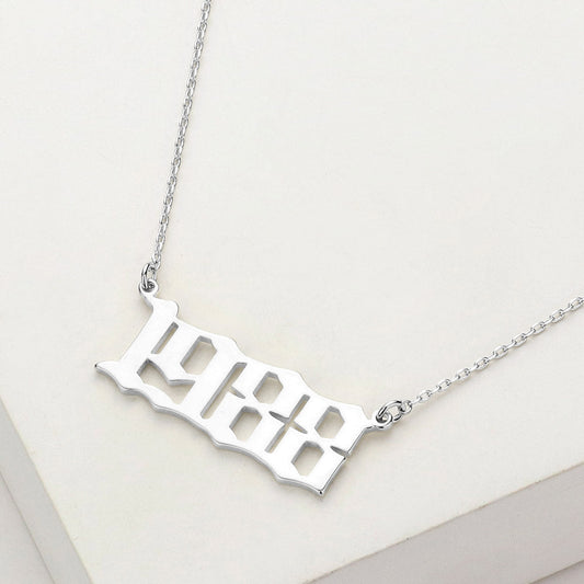 White Gold Dipped 1988 Birth Year Plate Pendant Necklace