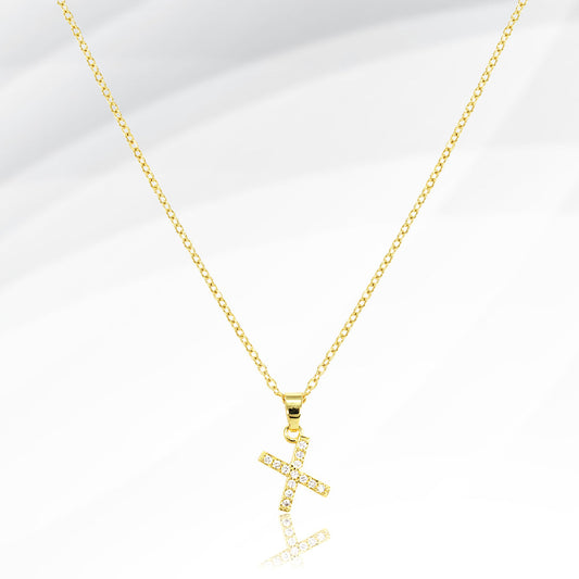 -X- Stainless Steel CZ Stone Paved Initial Monogram Pendant Necklace