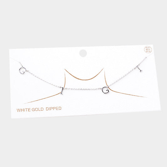 White Gold Dipped GIGI Metal Message Pendant Necklace