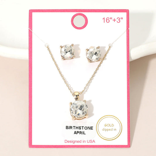 APRIL - Gold Dipped Birthstone Pendant Necklace