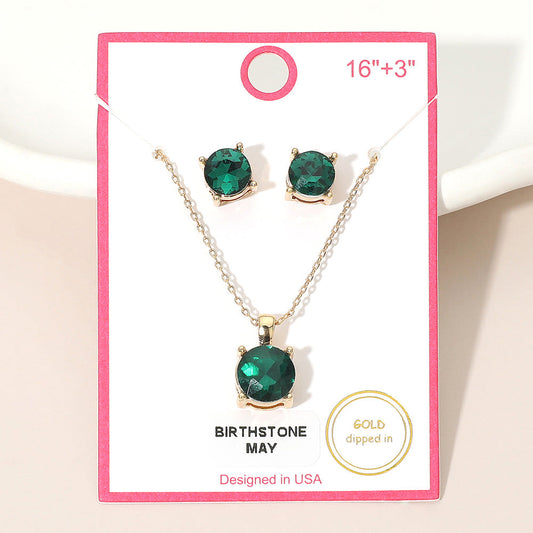MAY - Gold Dipped Birthstone Pendant Necklace