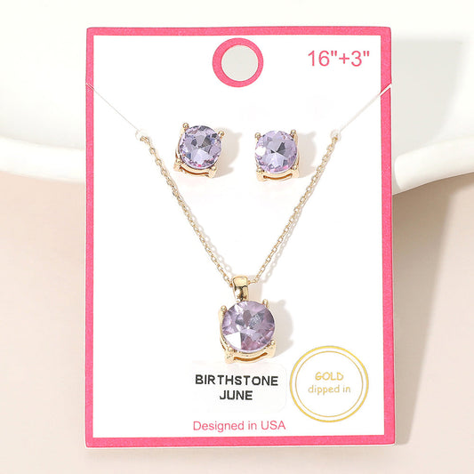 JUNE - Gold Dipped Birthstone Pendant Necklace