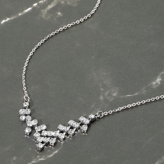 Brass Metal Rhinestone Pendant Necklace