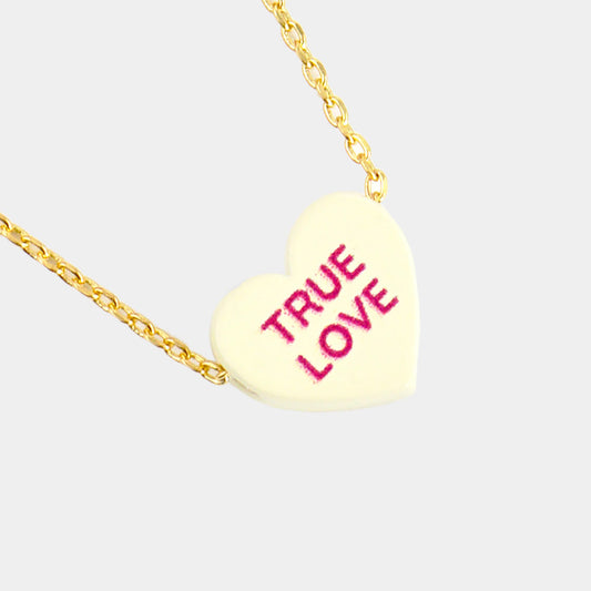 Ture Love Message Heart Pendant Necklace