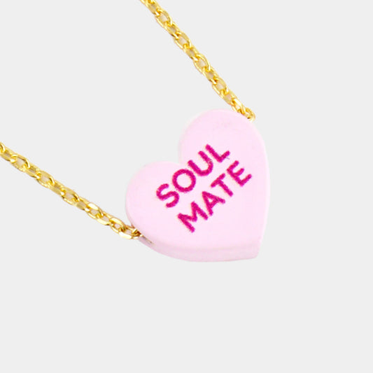 Soul Mate Message Heart Pendant Necklace