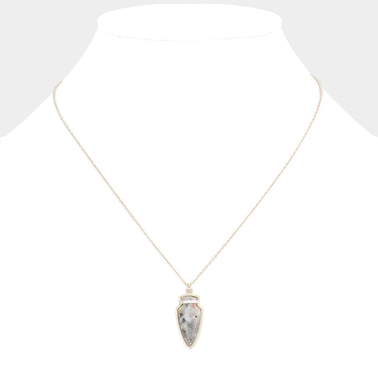 Semi Precious Stone Arrow Pendant Necklace