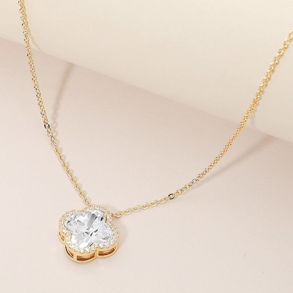 CZ Quatrefoil Pendant Necklace