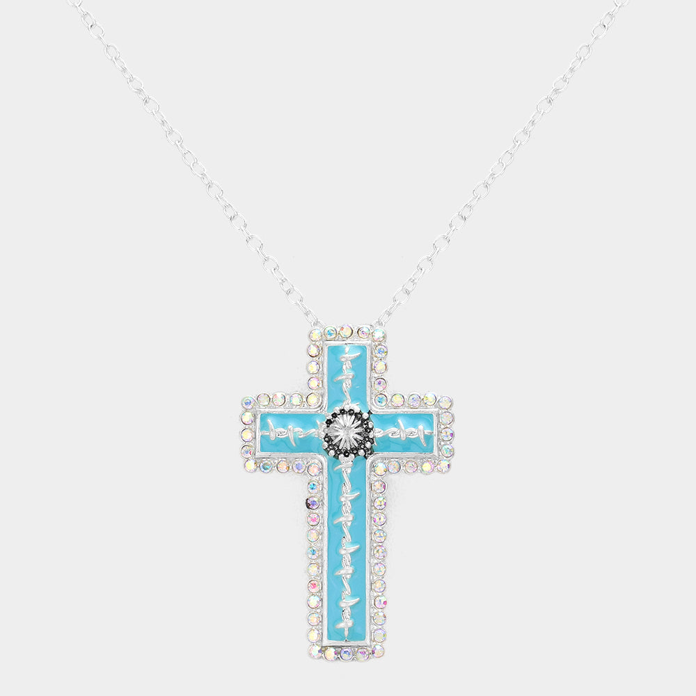 Enamel Cross Pendant Necklace
