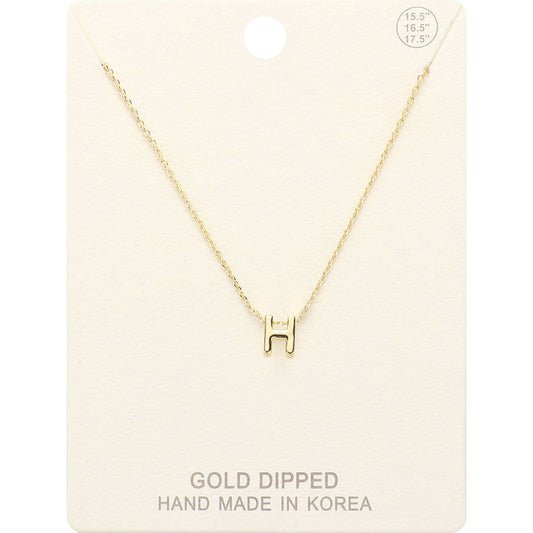 -H- Gold Dipped Initial Monogram Metal Pendant Necklace