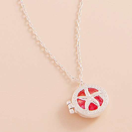 Enamel Starfish Locket Pendant Necklace