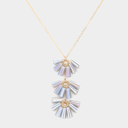 Trapezoid Bead Wrapped Link Pendant Necklace