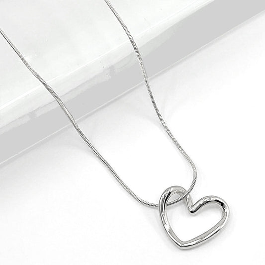 Stainless Steel Open Heart Pendant Necklace