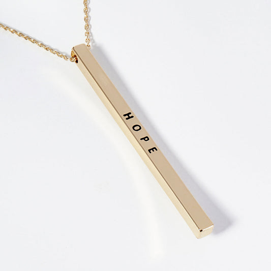 HOPE Brass Metal Bar Pendant Necklace