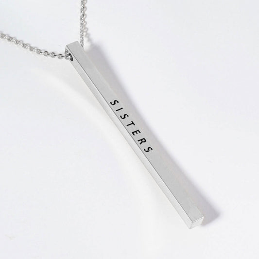 SISTERS Brass Metal Bar Pendant Necklace