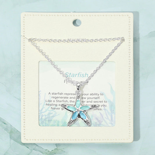 Sea Glass Starfish Pendant Necklace