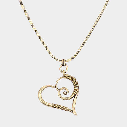 Open Heart Vintage Metal Necklace