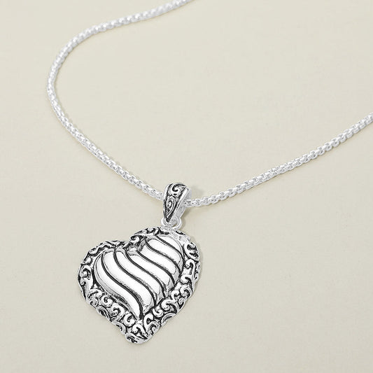 Antique Metal Heart Pendant Necklace