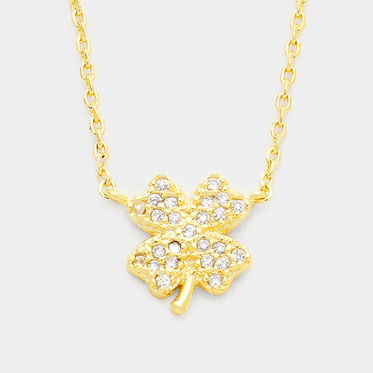 Cubic Zirconia Clover Pendant Necklace