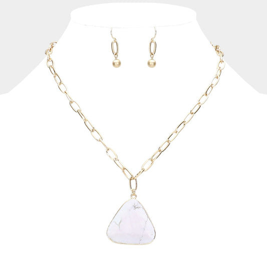 Triangle Natural Stone Pendant Necklace