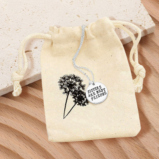 Sisters Are Best Friends Engraved Disc Pendant Necklace Gift Bag Set