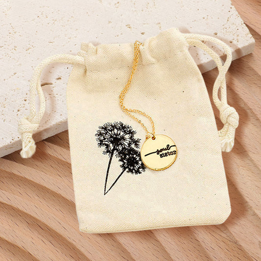 SOUL SISTER Engraved Disc Pendant Necklace Gift Bag Set