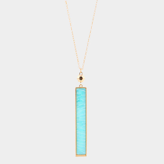 Celluloid Acetate Rectangle Pendant Long Necklace