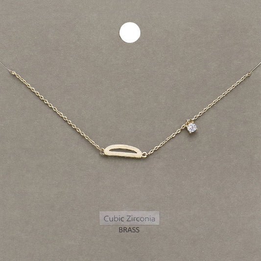D Brass Metal Cubic Zirconia Initial Monogram Pendant Necklace