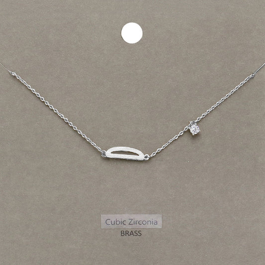 D Brass Metal Cubic Zirconia Initial Monogram Pendant Necklace