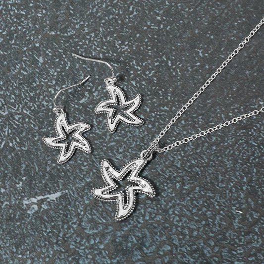 Antique Metal Starfish Pendant Necklace