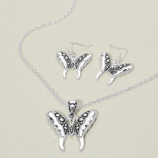 Antique Metal Butterfly Pendant Necklace