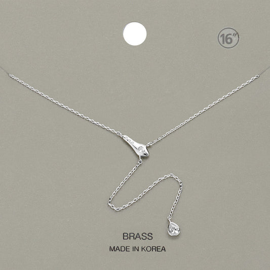 Stone Paved Snake Pendant Teardrop Stone Drop Y Necklace