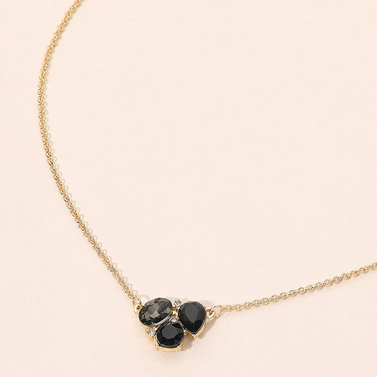 Teardrop Oval Round Stone Cluster Pendant Necklace