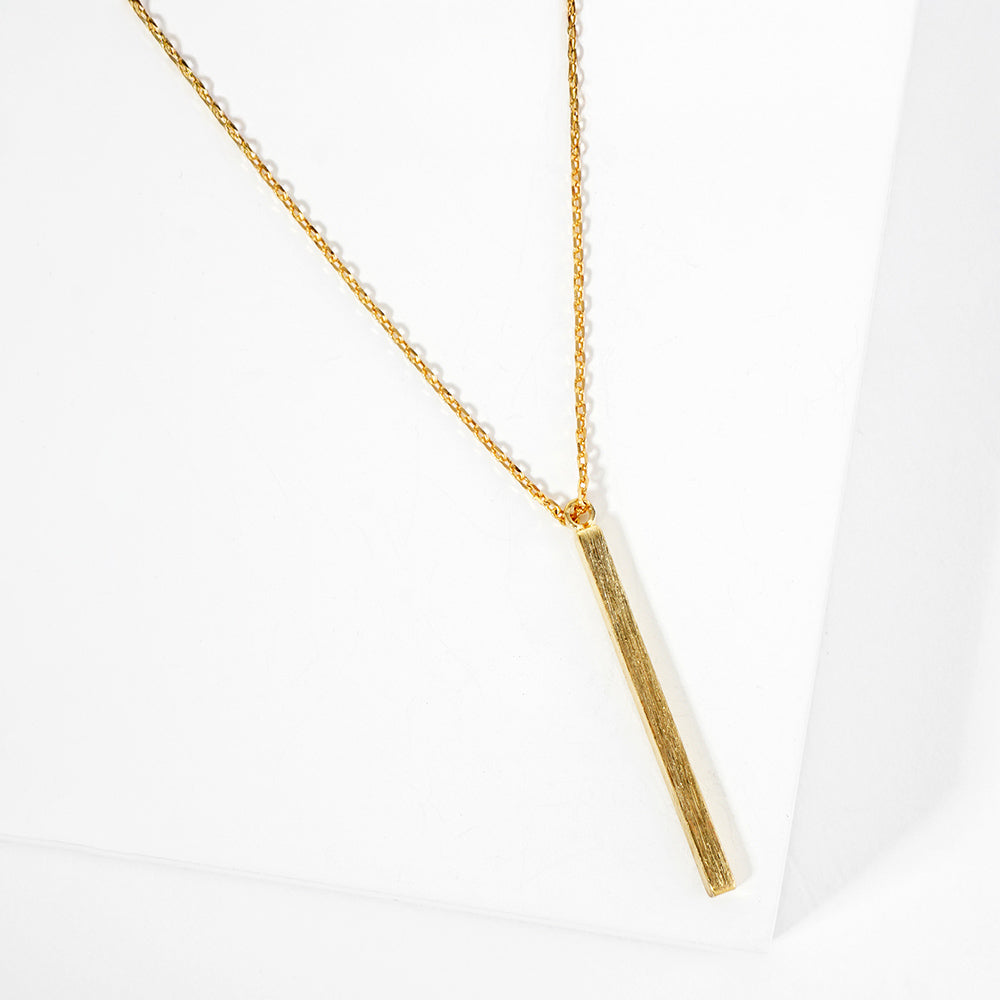 Gold Dipped Metal Bar Pendant Necklace