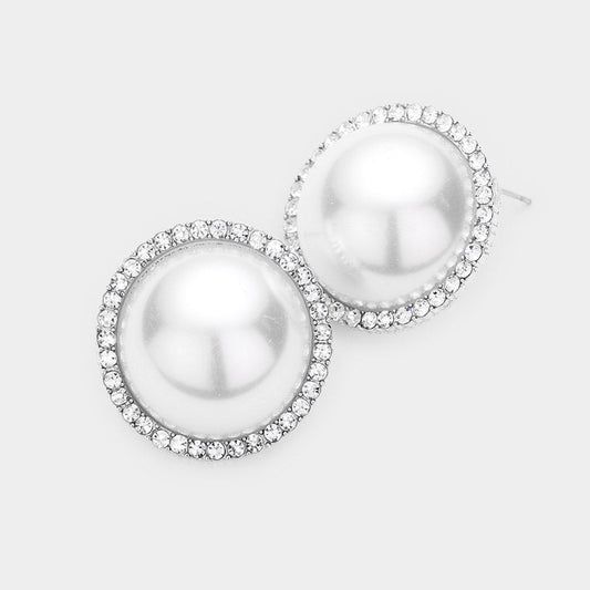Pearl Rhinestone Pave Earrings
