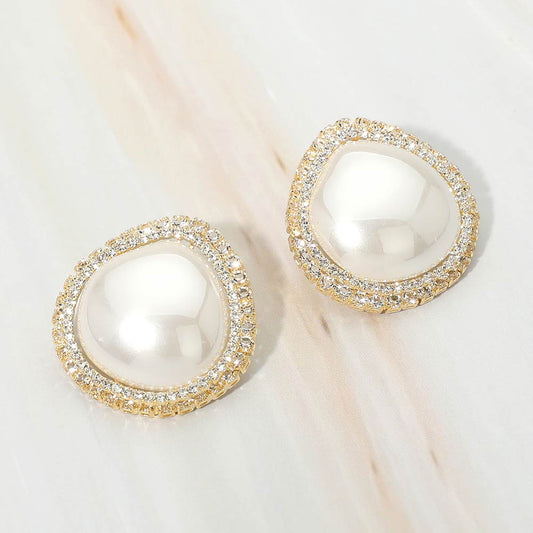 Teardrop Pearl Halo Earrings