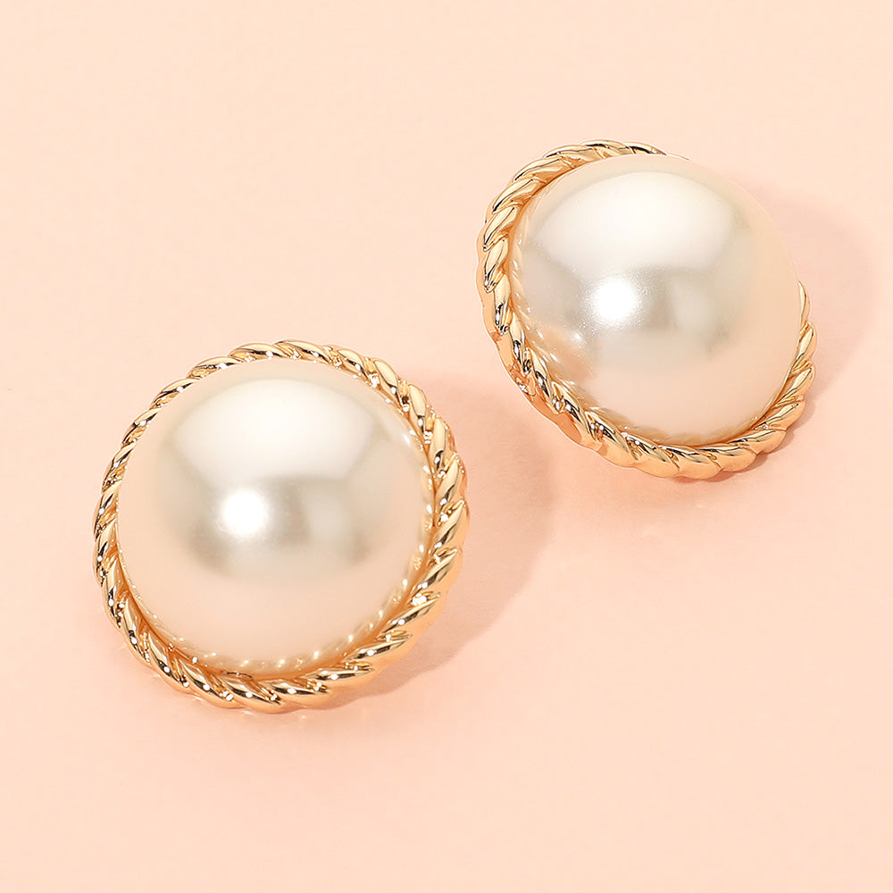 Bold Classic Dome Pearl Earrings