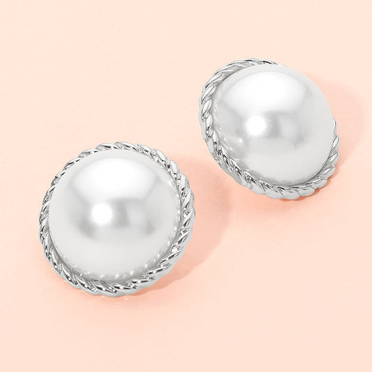 Bold Classic Dome Pearl Earrings