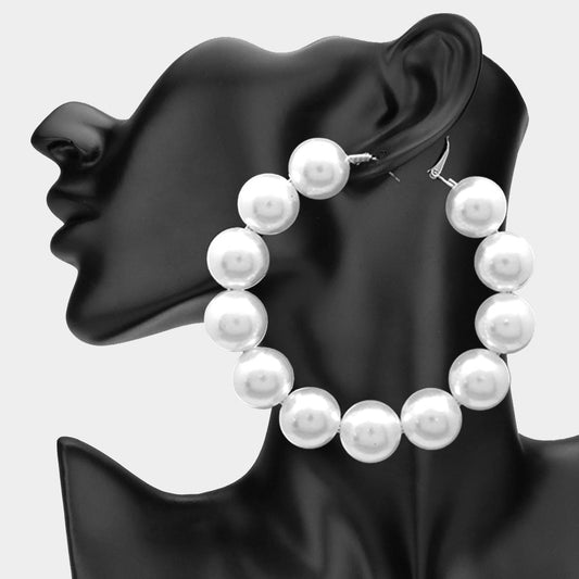 Oversized Pearl Hoop Earrings