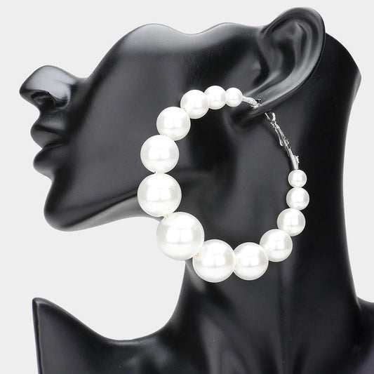 Oversize Pearl Hoop Earrings
