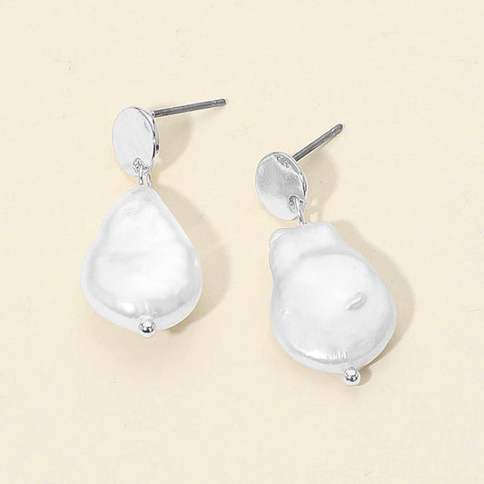 Organic Shape Pearl Drop Dangle Earrings