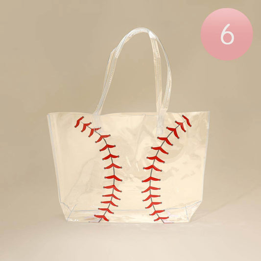 6PCS - Transparent Clear Baseball Shoulder Tote Bags