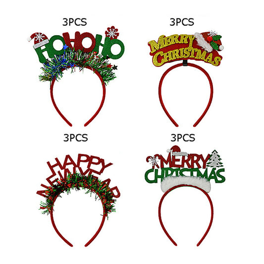 12PCS - Festive Holiday Lettering Message Headbands