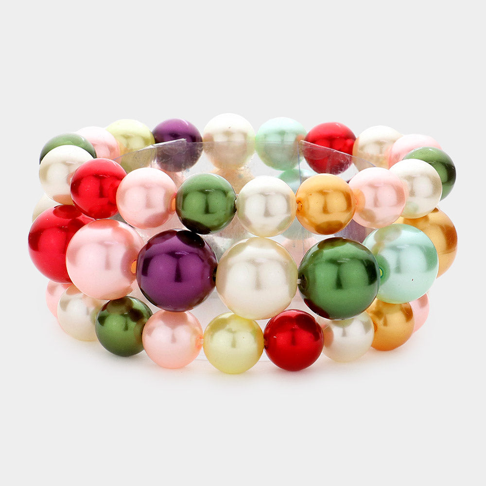 3PCS - Stackable Pearl Stretch Bracelets